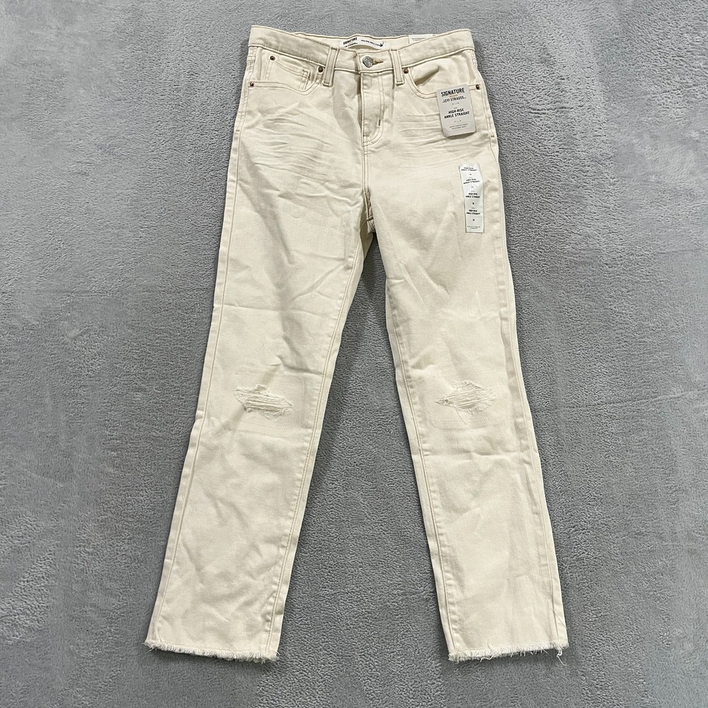 Signature by Levi Strauss Girls 16 Jeans High Rise Ankle Straight Distressed Y2K